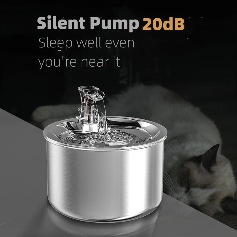 FeliFlow™ 2L Stainless Steel Cat Water Fountain (Automatic with Sensor & Heater)