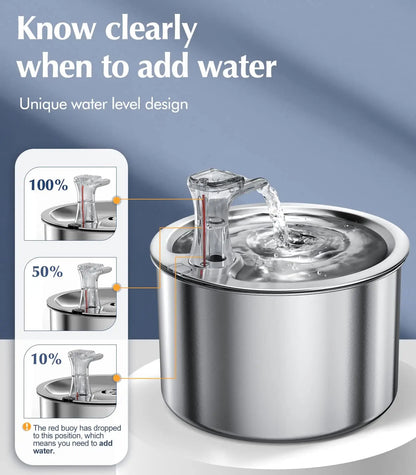 FeliFlow™ 2L Stainless Steel Cat Water Fountain (Automatic with Sensor & Heater)
