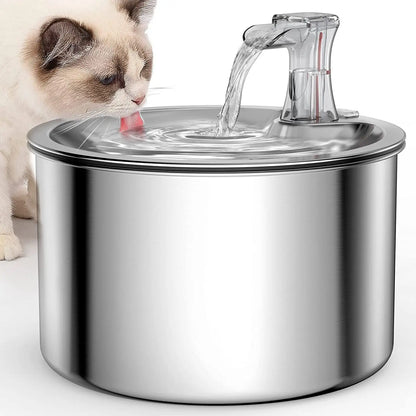 FeliFlow™ 2L Stainless Steel Cat Water Fountain (Automatic with Sensor & Heater)