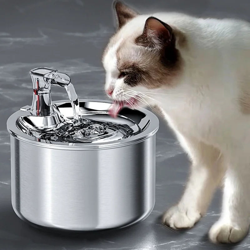 FeliFlow™ 2L Stainless Steel Cat Water Fountain (Automatic with Sensor & Heater)