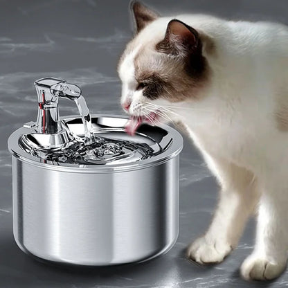FeliFlow™ 2L Stainless Steel Cat Water Fountain (Automatic with Sensor & Heater)